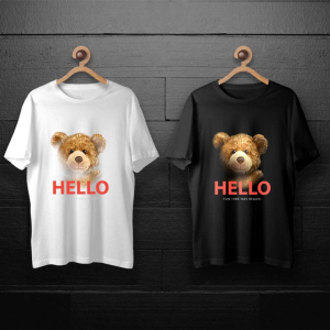 طرح لایه باز خرس تدی با نوشته سلام برای چاپ روی انواع تیشرت